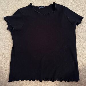 Brandy Melville Black Scalloped Shirt
